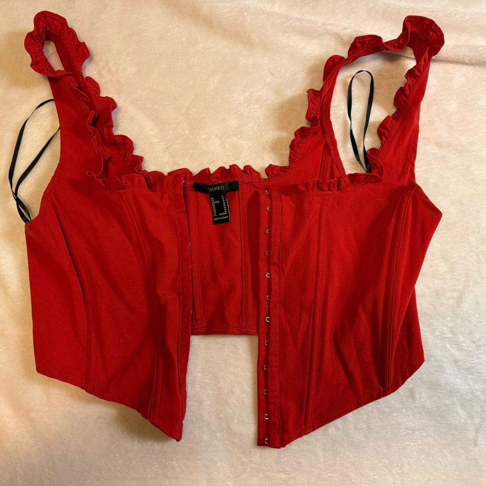 Forever 21 Red Ruffle Crop Top